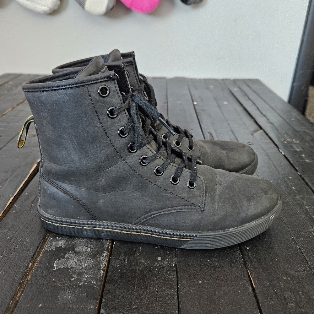 Dr. Martens Sheridan Women's 7 Black Faux Leather High Top Boots SoftWair Shoes